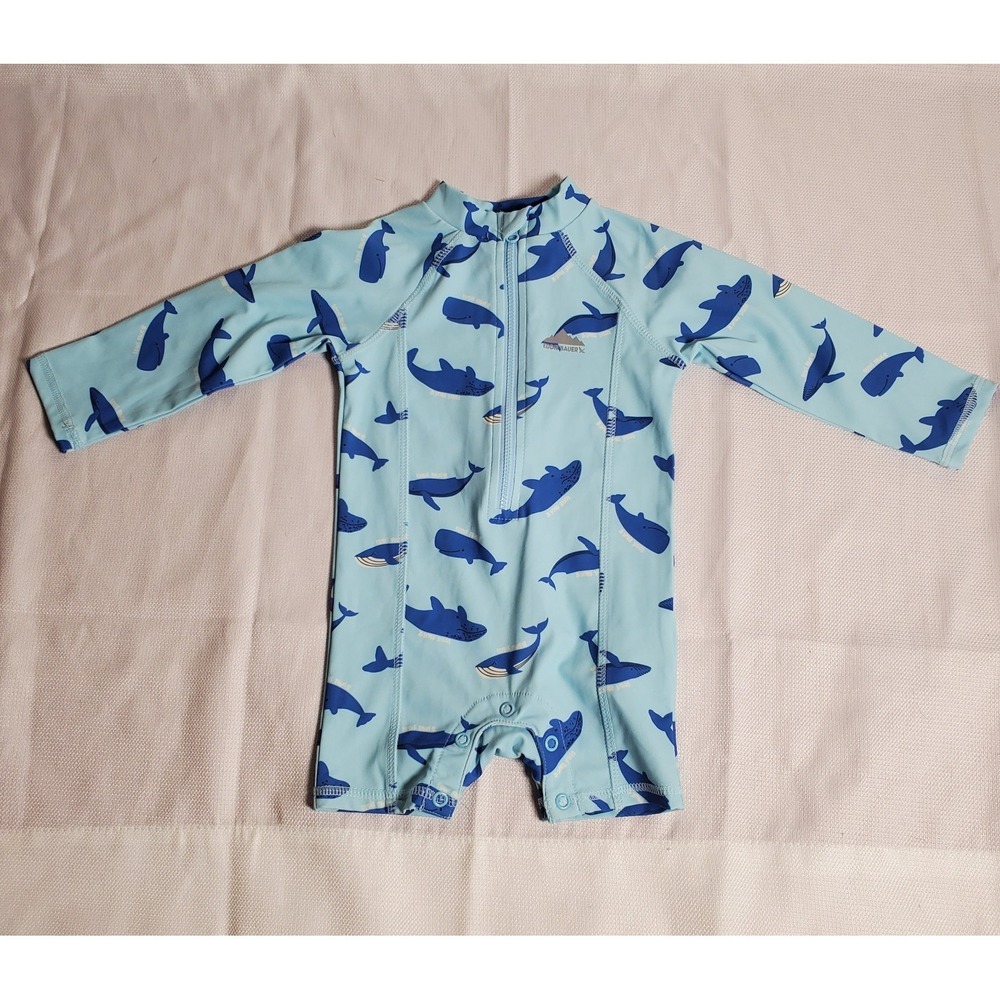Swim Set Swim Suit Rash Guard Boy Short Eddie Bauer Kids‎ ● 12 Months ● Whales